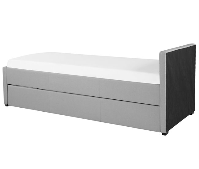 Beliani Cama con somier Poliéster MARMANDE 96x214 Azul Marino