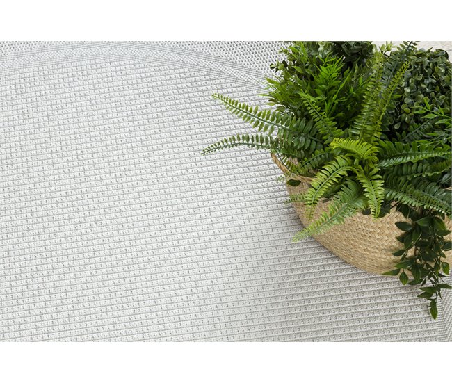 Alfombra MIMO 5979 circulo sisal exterior marco 120x120 Blanco/ Gris