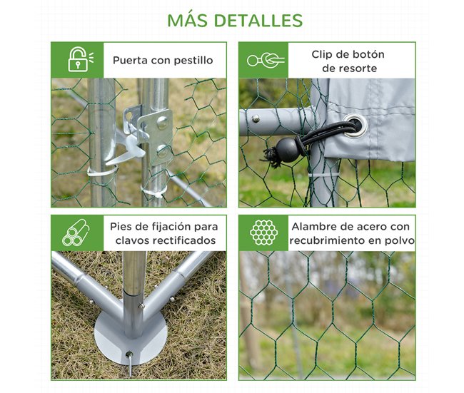 Gallinero Acero Galvanizado, Tela Oxford Gris