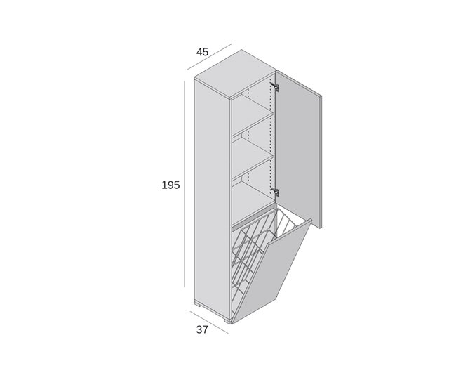 Armario multiusos 2 puertas efecto madera 45 Blanco