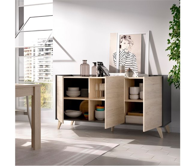 Aparador de  puertas Ness 155 Grafito