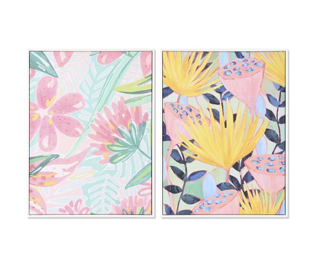 Conforama Cuadro DKD Home Decor 60 x 4 x 80 cm Moderno Hoja de planta (2 Unidades)