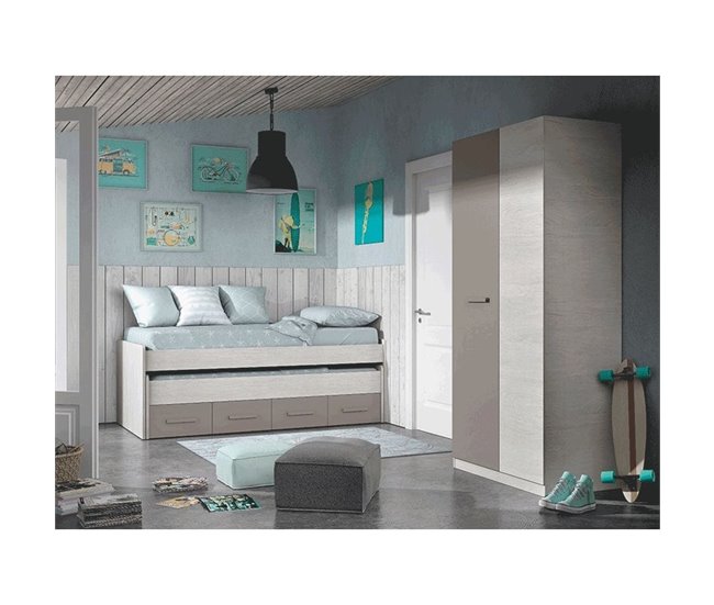 Cama doble juvenil Ares Blanco Veta