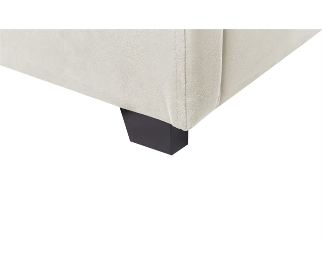 Beliani Cama con almacenaje Terciopelo VINCENNES 147x214 Blanco/ Beige