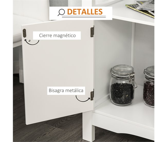 Aparador de Cocina MDF HOMCOM, hogar - cocina Blanco