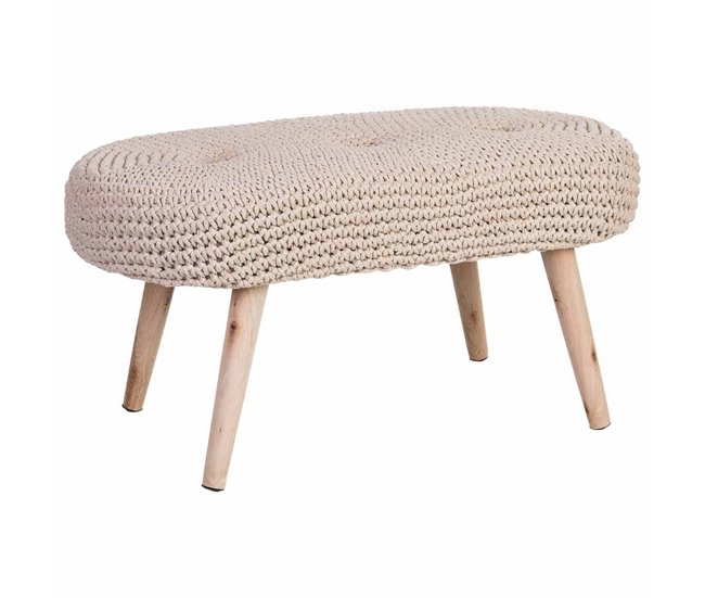 Banqueta de madera y algodón Beige