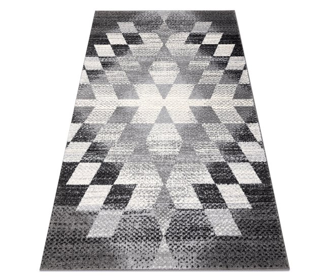 Alfombra KAKE 25812677 Geométrico Diamantes Triángulos 3D Gris