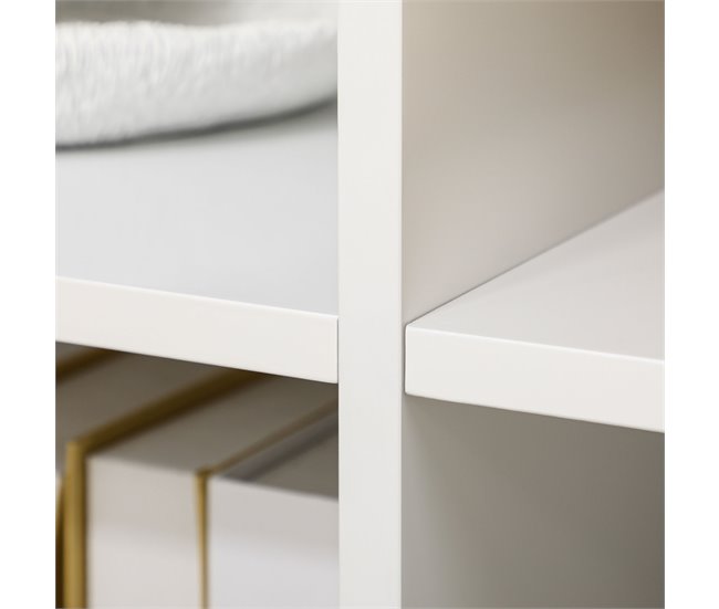 Aparador de Cocina MDF, Vidrio, Madera de Caucho HOMCOM 160 Blanco