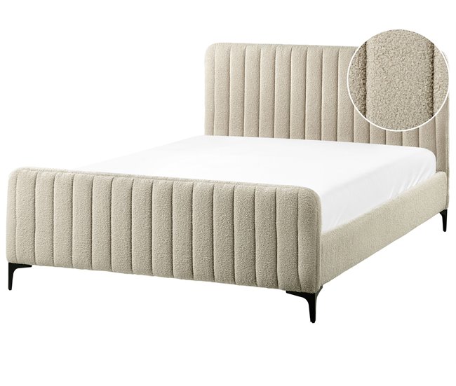 Beliani Cama Bouclé LUNAN 146x215 Beige