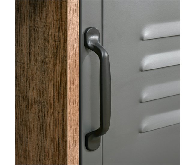 Aparador Auxiliar Melamina de Madera, Metal HOMCOM 80 Gris