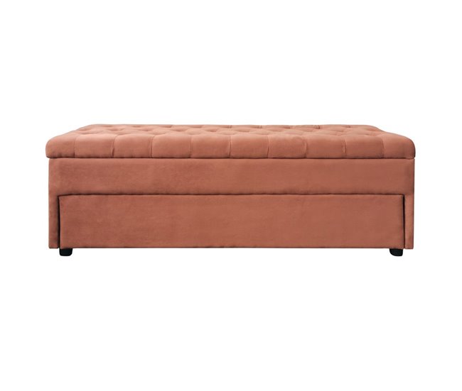 Banco puf baúl en terciopelo 140x50 Naranja