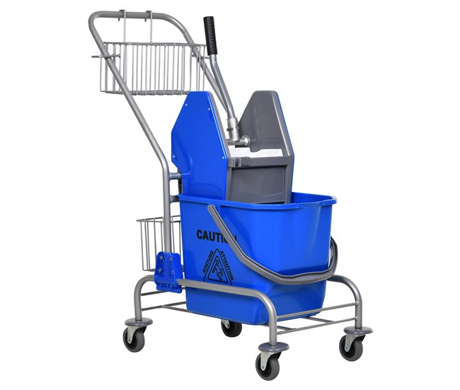 Cubo de Fregona Plástico PP, Metal HOMCOM Azul