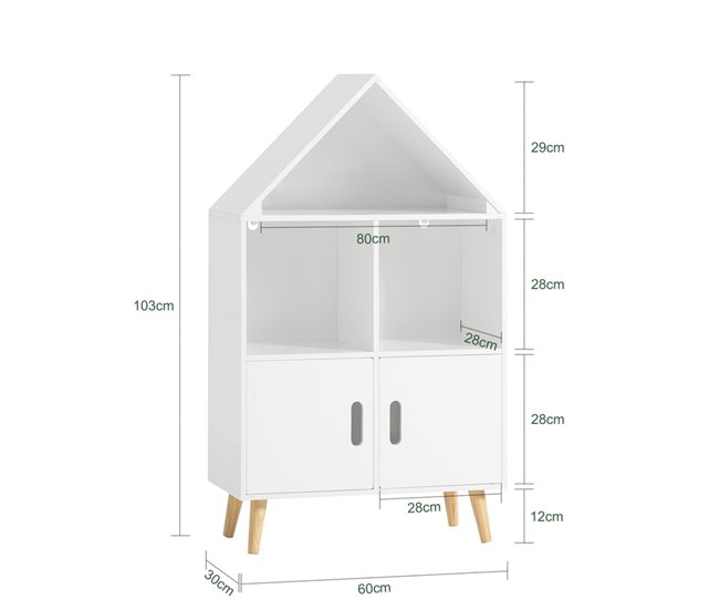 Librería Infantil con 2 Estanterías Abiertos KMB58-W SoBuy Blanco