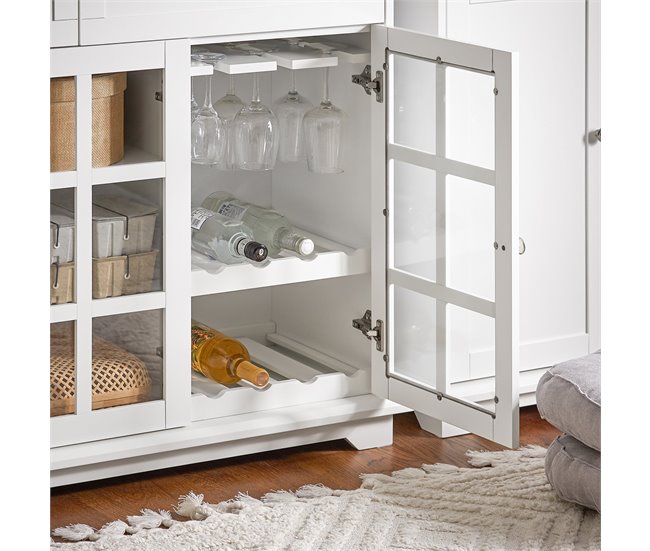 Aparador Cocina con 3 Puertas y 2 Cajones FSB77-W SoBuy Blanco