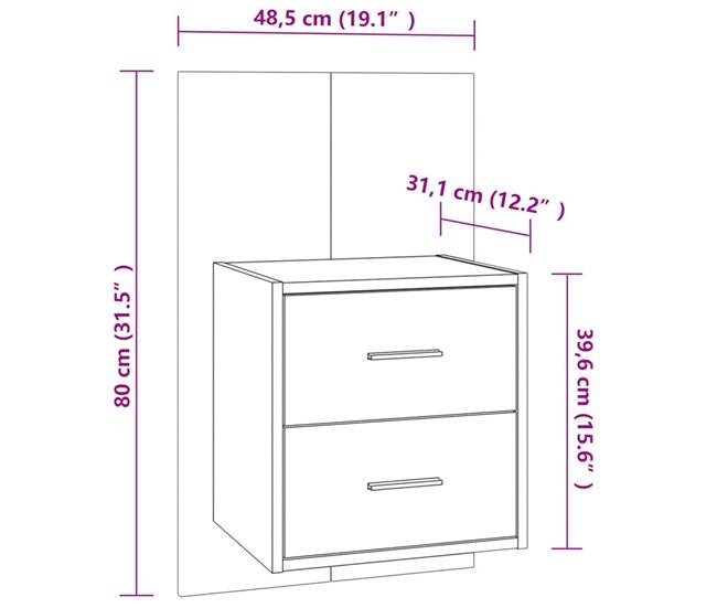 2 Mesitas de Noche de Pared 48 Blanco