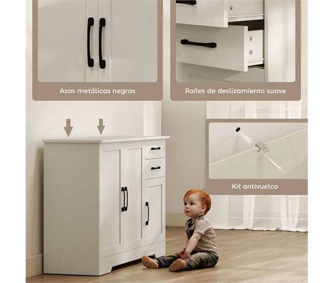 Aparador Melamina de Madera, MDF HOMCOM Crudo