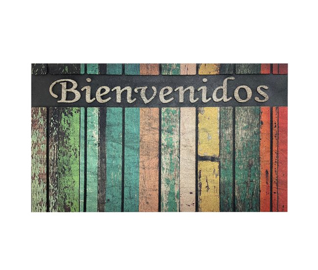 Acomoda Textil – Felpudo de Entrada, Alfombra Rectangular de Goma Azul/ Verde