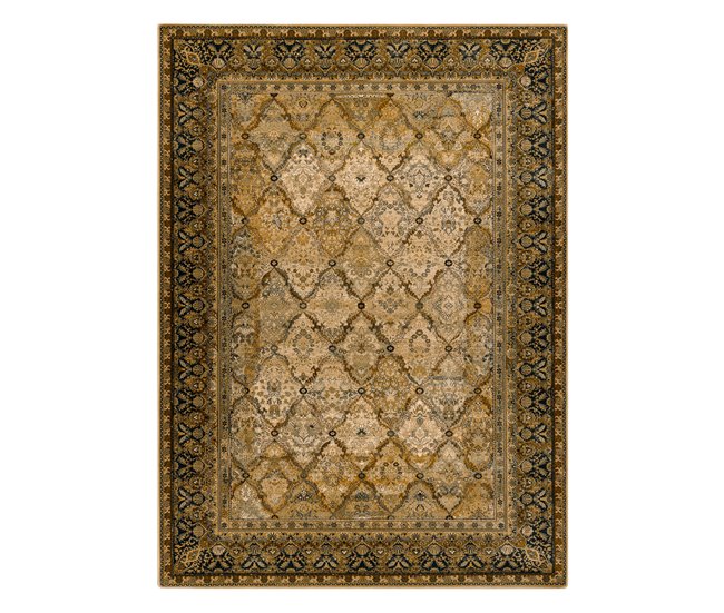 Alfombra de lana SUPERIOR Grenada Marco diamantes oriental 170x235 Verde