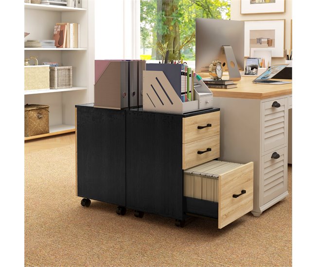 Cajonera de Oficina Melamina de Madera HOMCOM Marron