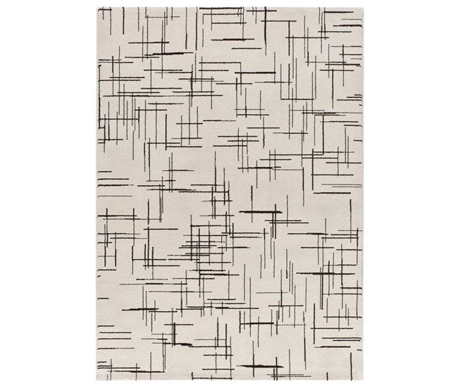 Alfombra abstracta en blanco y negro RETRO - ATTICGO 80x150 Blanco
