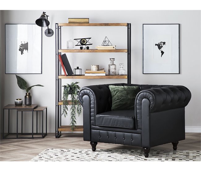 Beliani Sillón CHESTERFIELD Negro