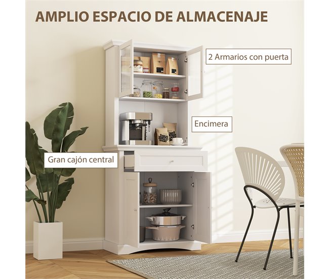 Alacena de Cocina Melamina de Madera, MDF HOMCOM, hogar - cocina Blanco