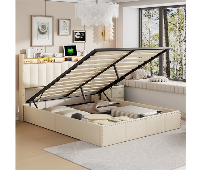 Estructura de cama 142x210 Beige