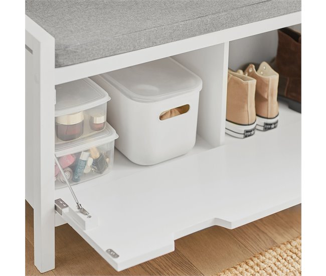 Zapatero Banco con 1 Puerta para Guardar y Ordenar FSR97-W SoBuy Blanco