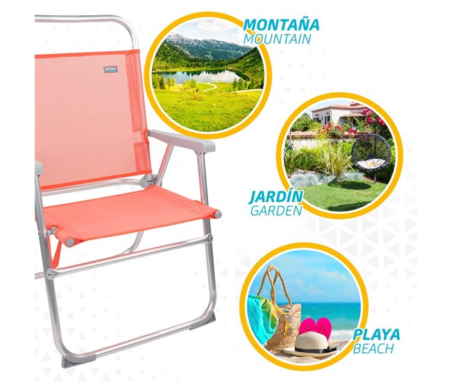 Silla plegable alta aluminio coral Aktive Naranja