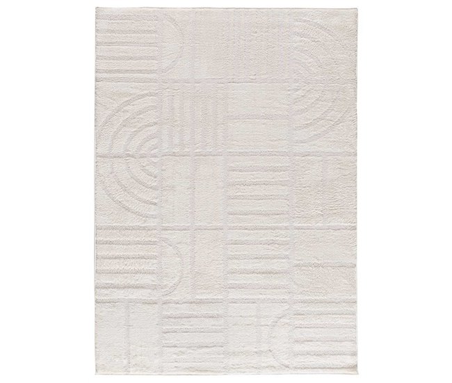 Alfombra geométrica con relieve BLANCHE - ATTICGO 80x150 Blanco