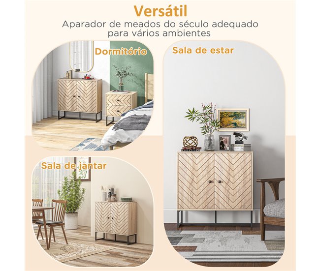 Aparador de Cocina Melamina de Madera, MDF, Metal HOMCOM Marron