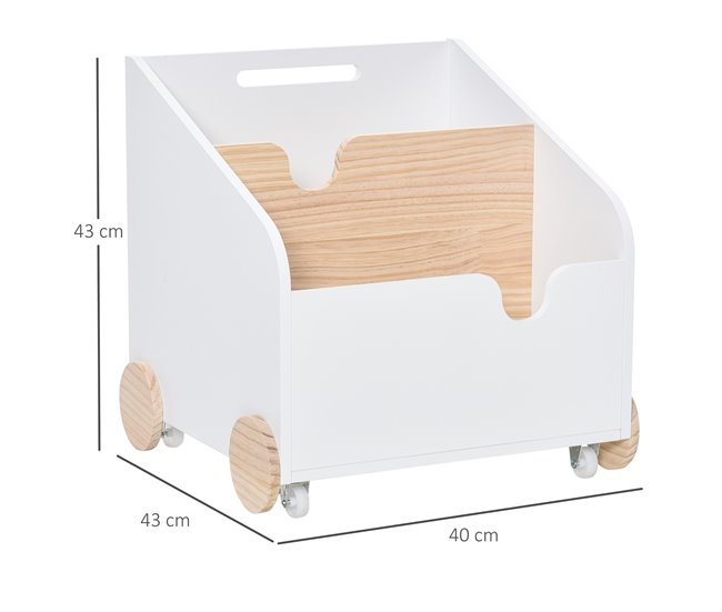 Caja de Almacenaje de Juguetes MDF y Madera de Pino HOMCOM 40 Blanco
