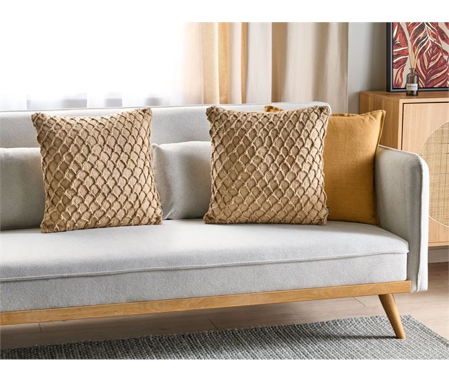 Beliani Cojín decorativo COLLOMIA Beige