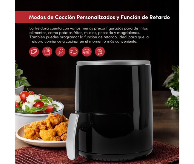 Air Fryer con pantalla digital y temperatura ajustable SwissHome Negro