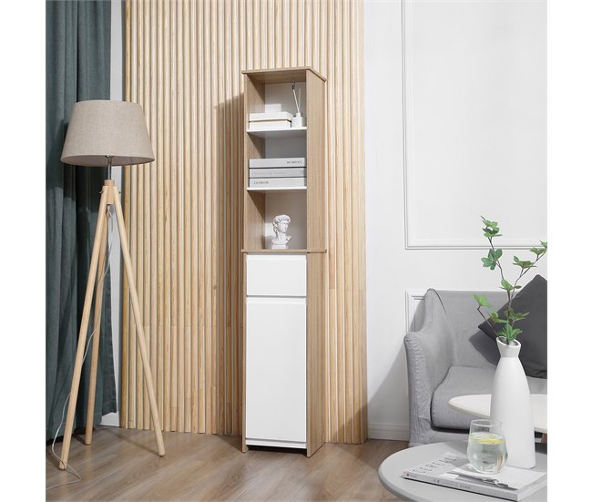 Armario Alto de Baño MDF kleankin, hogar - baño 32 Multicolor