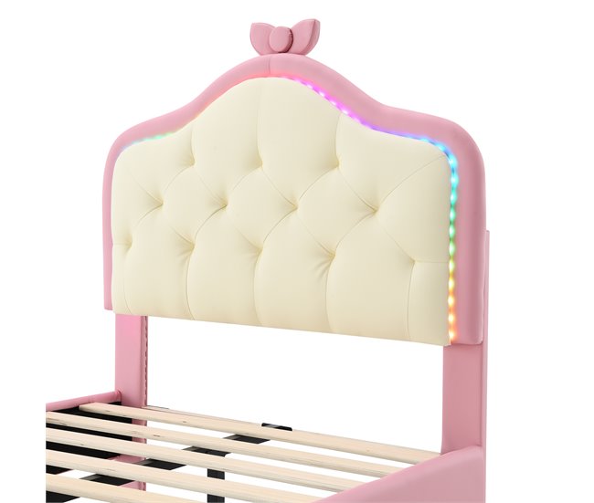 Cama infantil de pu Rosa