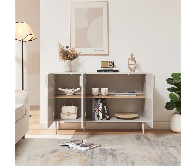 Aparador Starvili con 3 puertas MDF [en.casa] 115 Beige