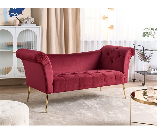 Beliani Chaise longue Terciopelo NANTILLY Rojo