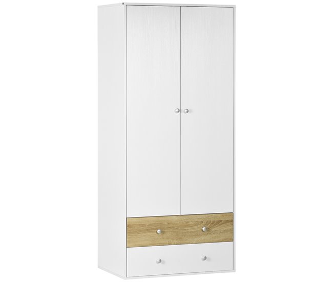 Armario de Ropa Melamina de Madera HOMCOM Blanco