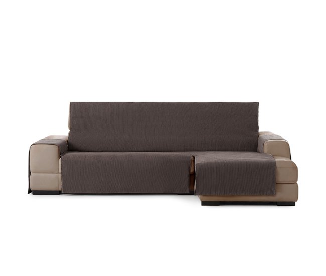 Vipalia Protector Cubre Sofá Chaise Longue Liso Modelo Chenilla Marron