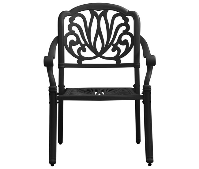 2 Sillas de jardín de aluminio fundido Negro