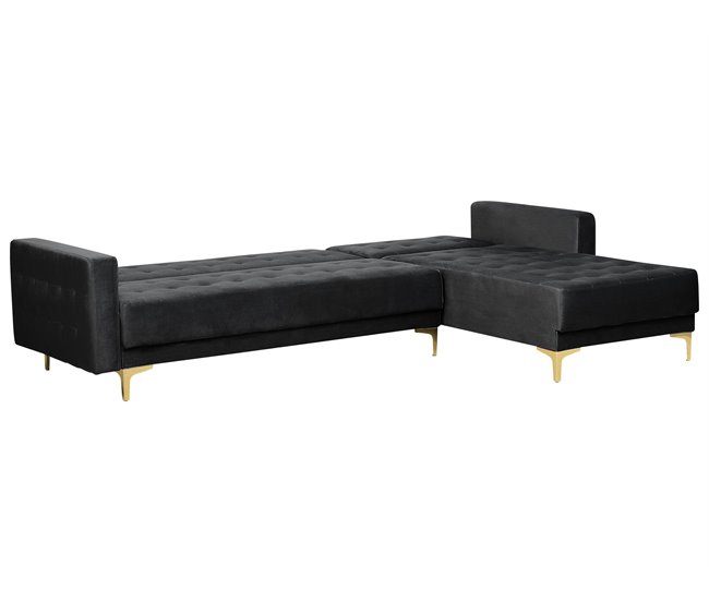 Beliani Sofá cama Terciopelo ABERDEEN Negro
