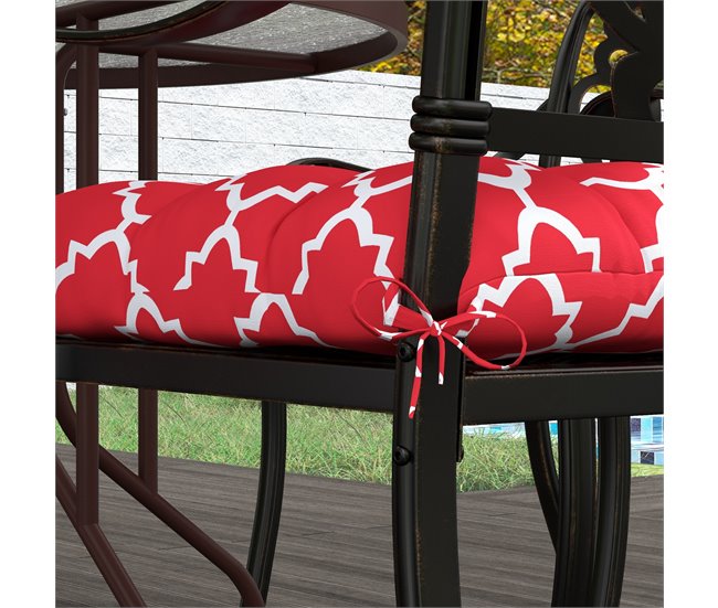 Cojines para Sillas Tela de Hilo Teñido Outsunny Rojo