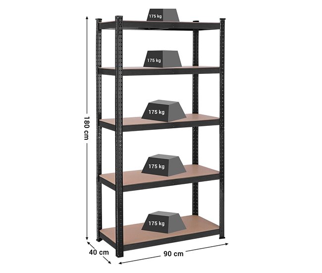 Estantería industrial Negro/ Madera