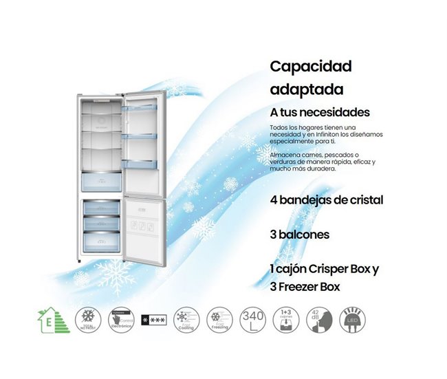 Frigorifico Combi Infiniton FGC-340C20XEN, 340 l, Total No Frost Inox