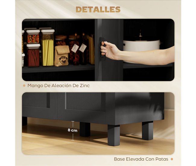 Aparador Melamina de Madera HOMCOM, hogar - muebles de comedor Negro