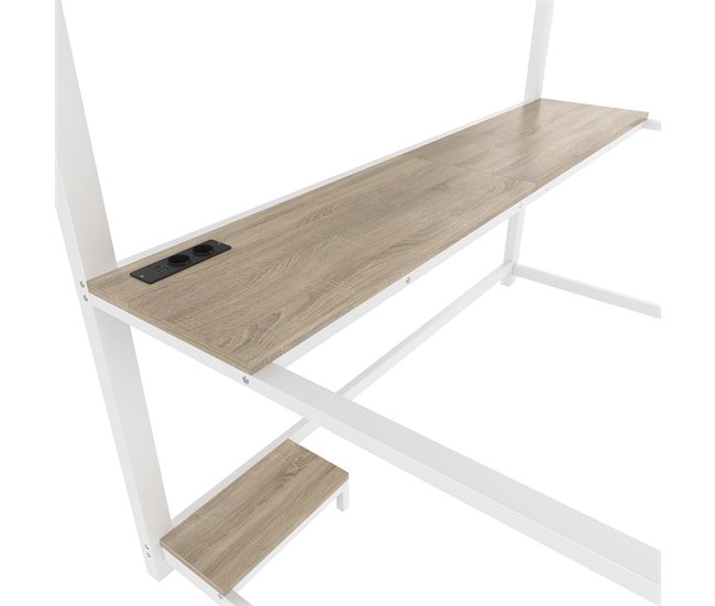 Cama alta para niños 145x204 Blanco/ Madera