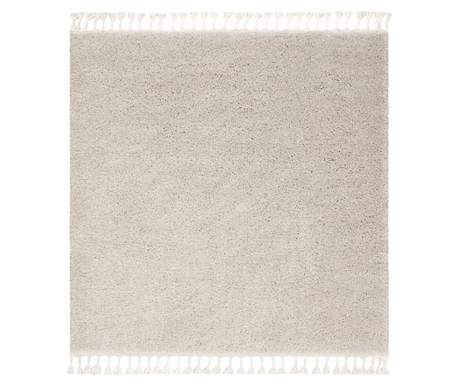 Alfombra BERBER cuadrado 9000 Franjas Bereber Marroquí Shaggy 120x120 Crema