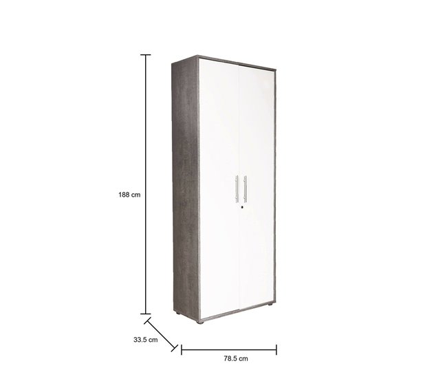 Armario multiusos 2 puertas efecto madera 78 Blanco