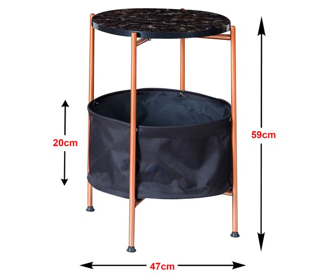 Mesa auxiliar Suonenjoki metal/aglomerado 47x47 Negro